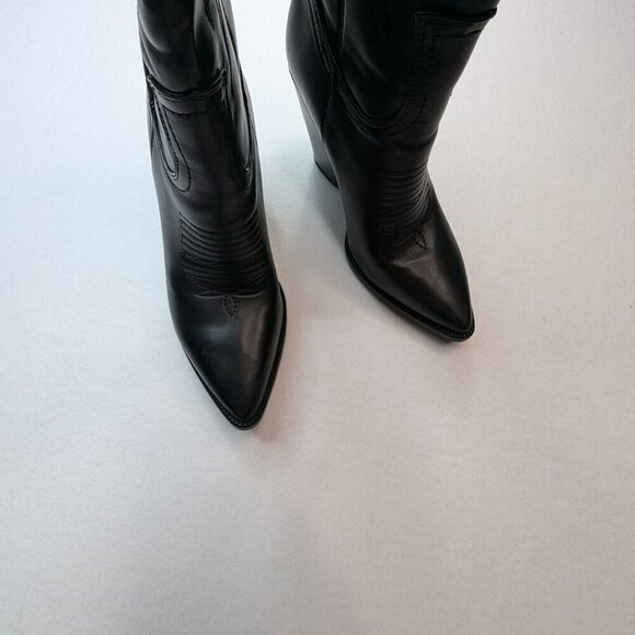 ISNOM Cowgirl Embroidered, Pointed Toe, Chunky Heel Boots Size 7 - Picture 6 of 14